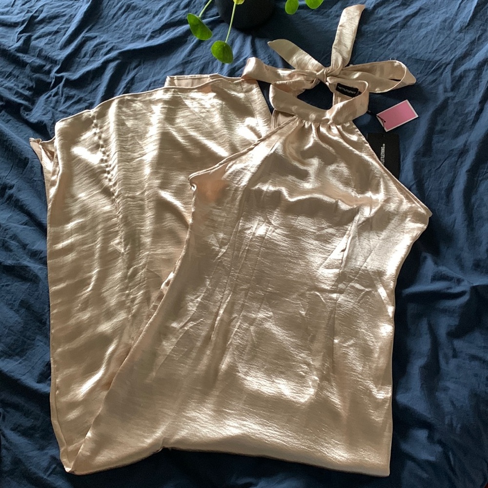 PrettyLittleThing High Neck Satin Dress